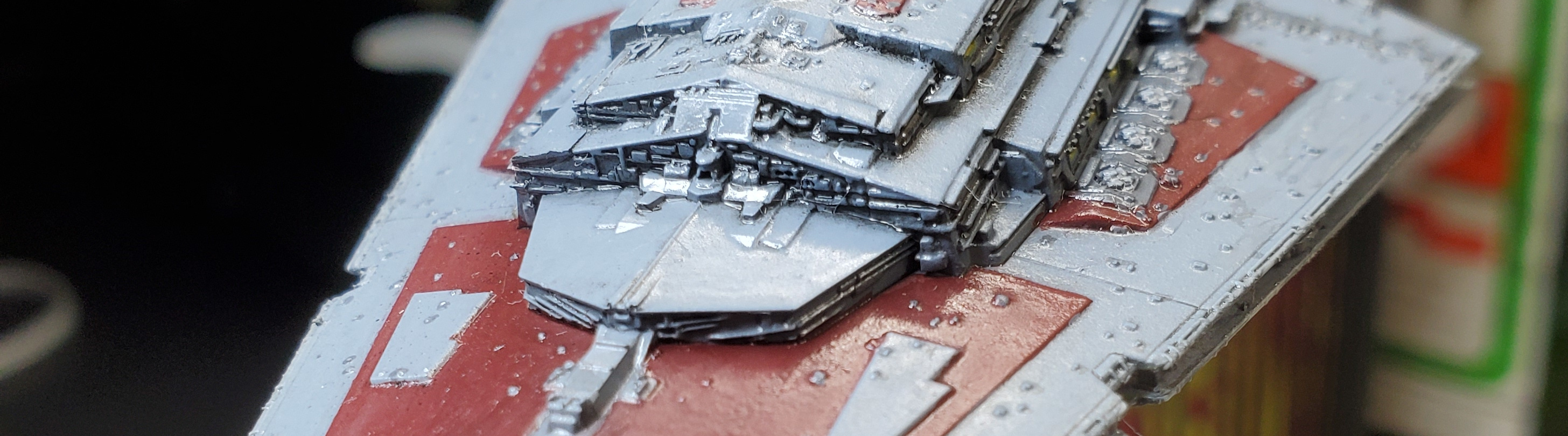 close-up of an Imperial Destroyer miniature